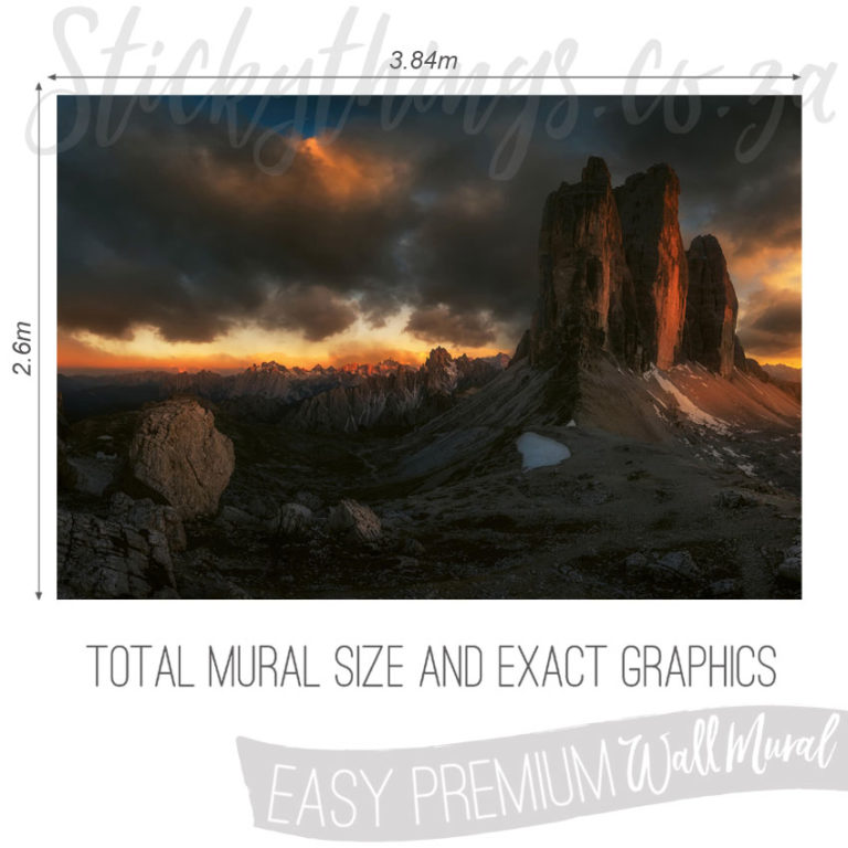 Size and Exact Graphics of Volcanic Mountains Wallpaper Mural