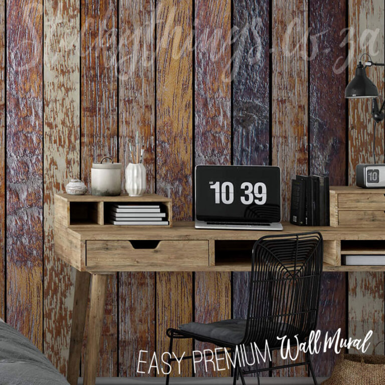 Weathered Wood Plank Effect Wall Mural on a wall