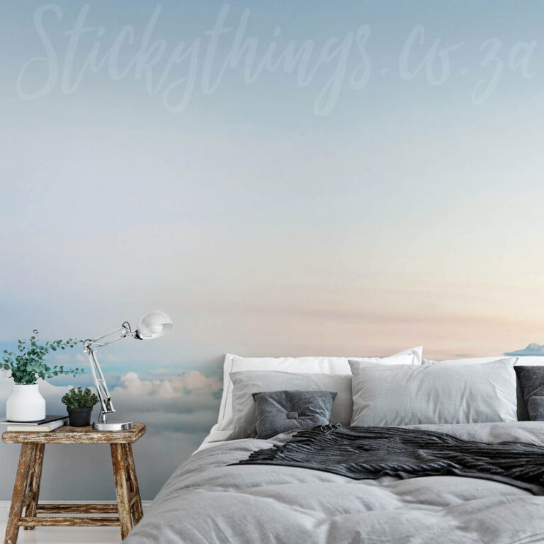Above The Clouds Wall Mural on a bedroom wall
