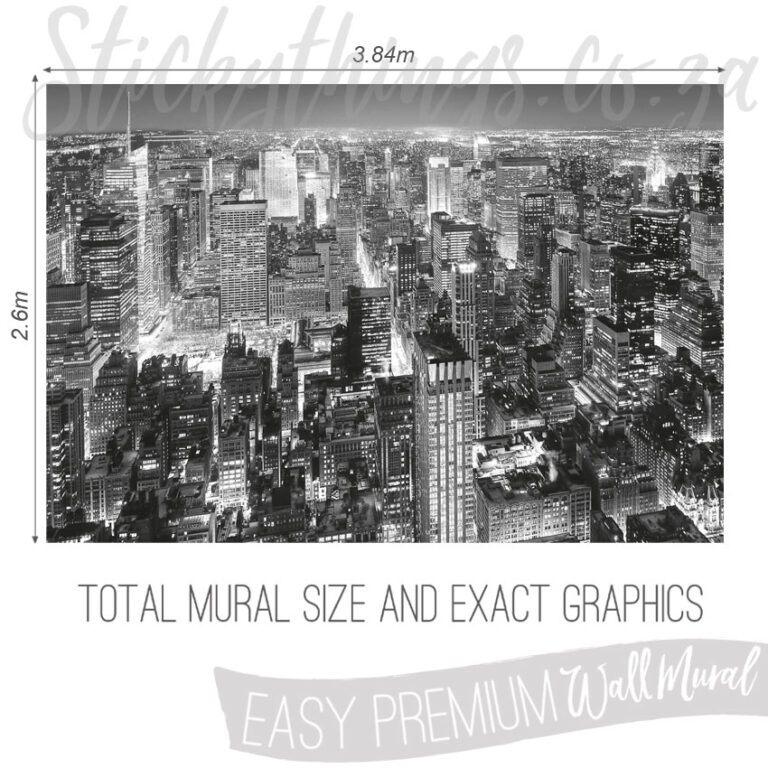 Size and Exact Graphics Of Black And White New York City Wall Mural