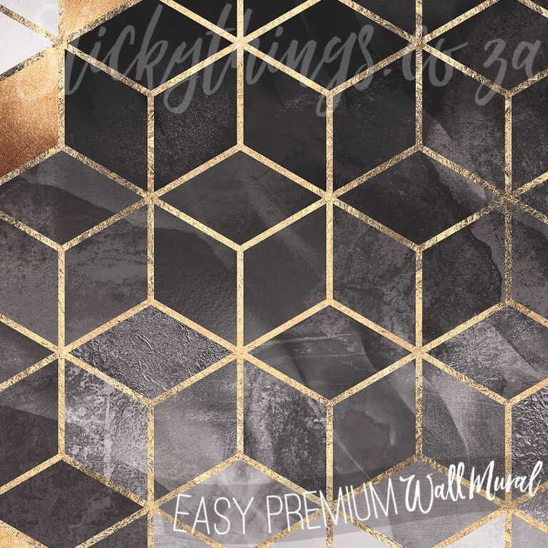 A close up of Black and Gold Cubes Wall Mural