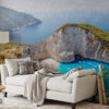 Navagio Beach Landscape Wall Mural on a bedroom wall