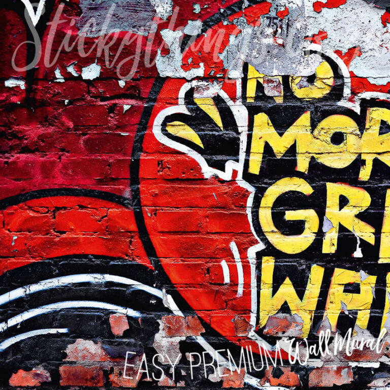 A close up shot of No More Grey Walls Wall Mural