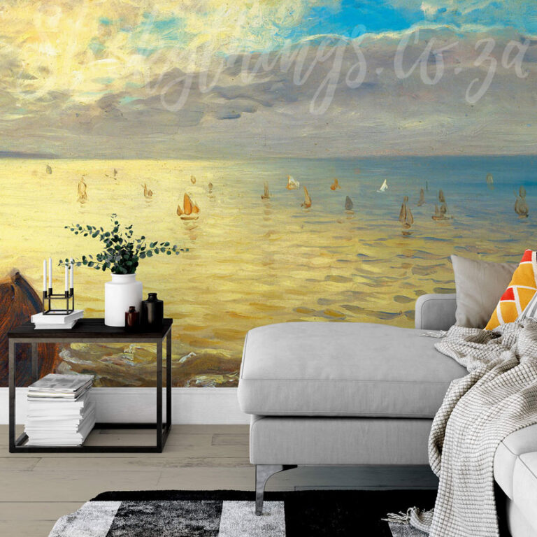 Sea Oil Painting Wall Mural on a wall