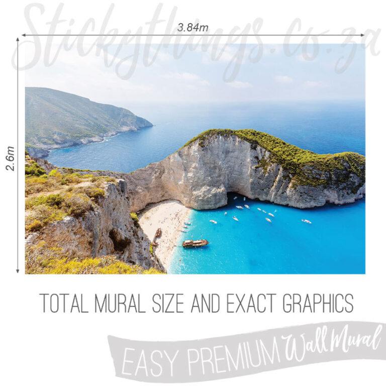 Size and Exact Graphics of Shipwreck on Zakynthos Wall Mural