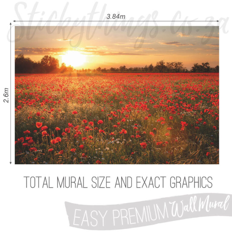 Size and Exact Graphics of Sunset Poppies Farm Wallpaper