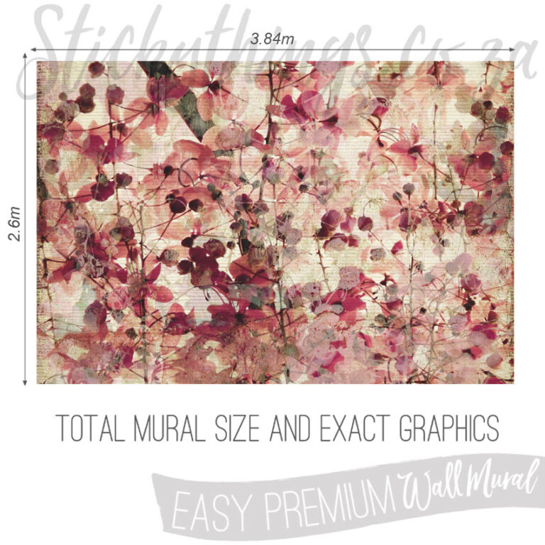 Size and Exact Graphics of Vintage Flower Pattern Wall Mural