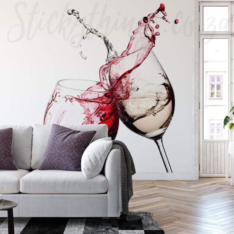 Wine Filled Glasses Wall Mural on a wall