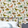 Cream Dinosaur And Friends Wallpaper on a wall