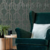 Emerald Gilded Texture Wallpaper on a wall