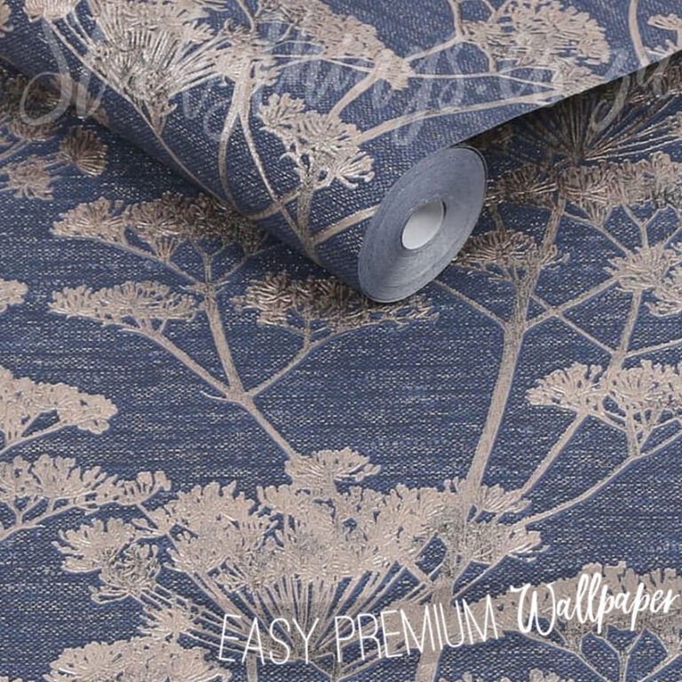 Roll of Navy And Gold Floral Wallpaper