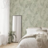 Organic Sage Floral Wallpaper on a bedroom wall