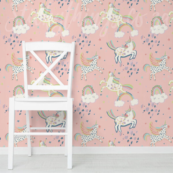 Pink Unicorn Wallpaper on a wall