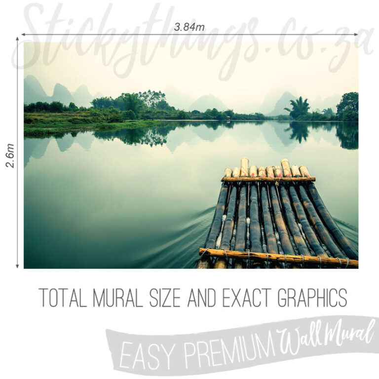 Size and Exact Graphics of Yulong Waterscape and Lush Trees Wall Mural