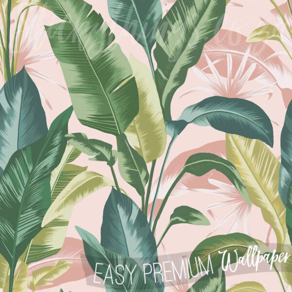 A close up of Dusty Pink Tropical Wallpaper
