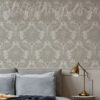 Grey And Gold Damask Wallpaper on a wall