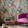 Handdrawn Colourful Leaves Wallpaper on a wall