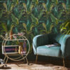 Lush Tropical Leaves Wallpaper on a wall