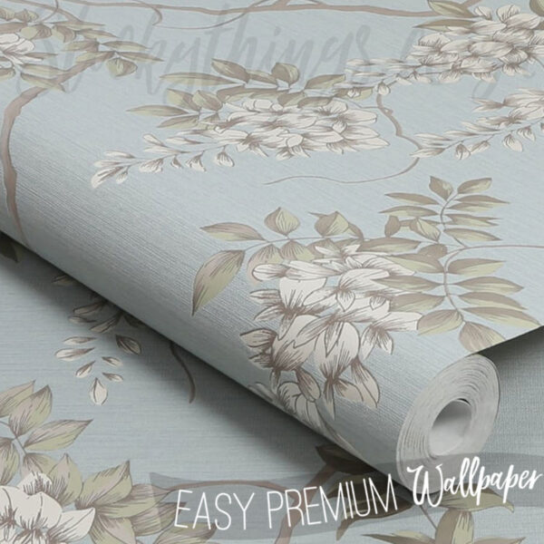 Roll of Metallic Flowers And Leaves Wallpaper