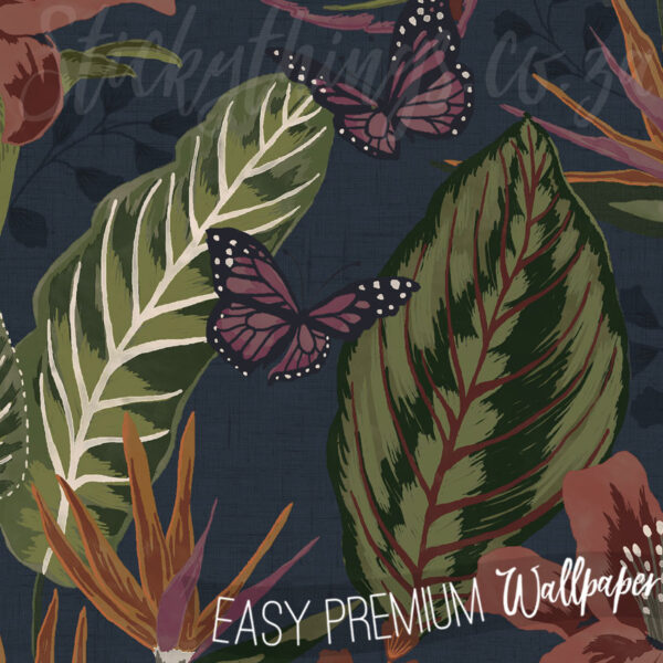 A close up of Tropical Butterflies and Flowers Wallpaper