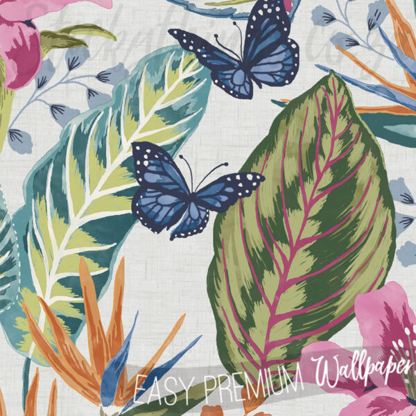 A close up of Tropical Florals Wallpaper