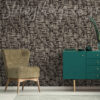 Black and Beige Fabric Wallpaper on a wall