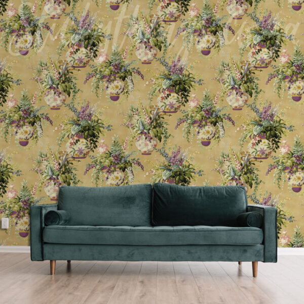 Frogs and Monkeys Floral Wallpaper