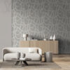 Grey Abstract Swirls Wallpaper on a wall