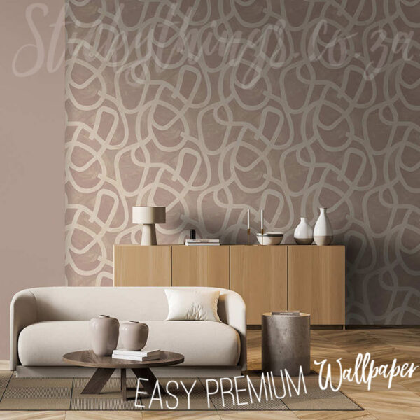 Pink Abstract Swirls Wallpaper on a wall