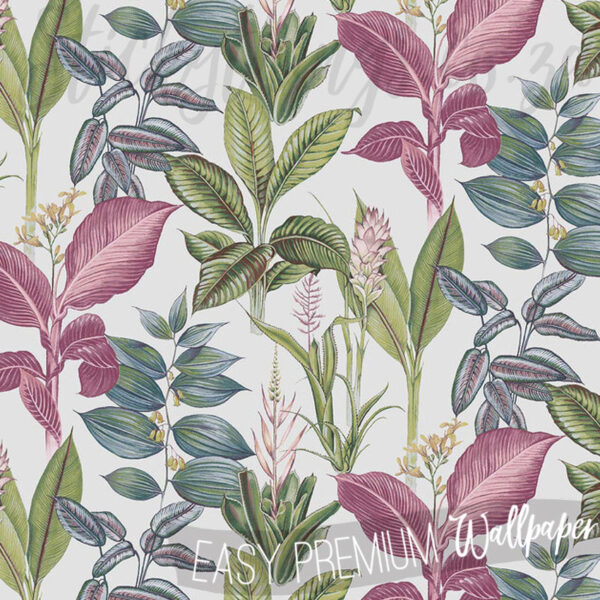 A close up of Fantasy Rainforest Leaves Multi Wallpaper