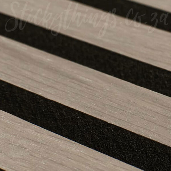 Photo showing detail if the grey wood veneer in the Driftwood Acoustic 3D Wood Pane