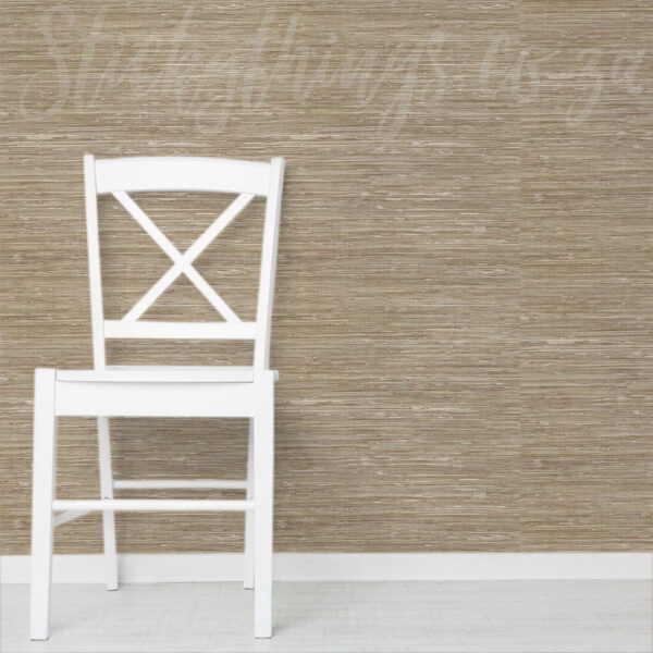 Brown Woven Grasscloth Wallpaper on a wall