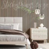 Bedroom with a Birch Wood Slat Akupanel wall